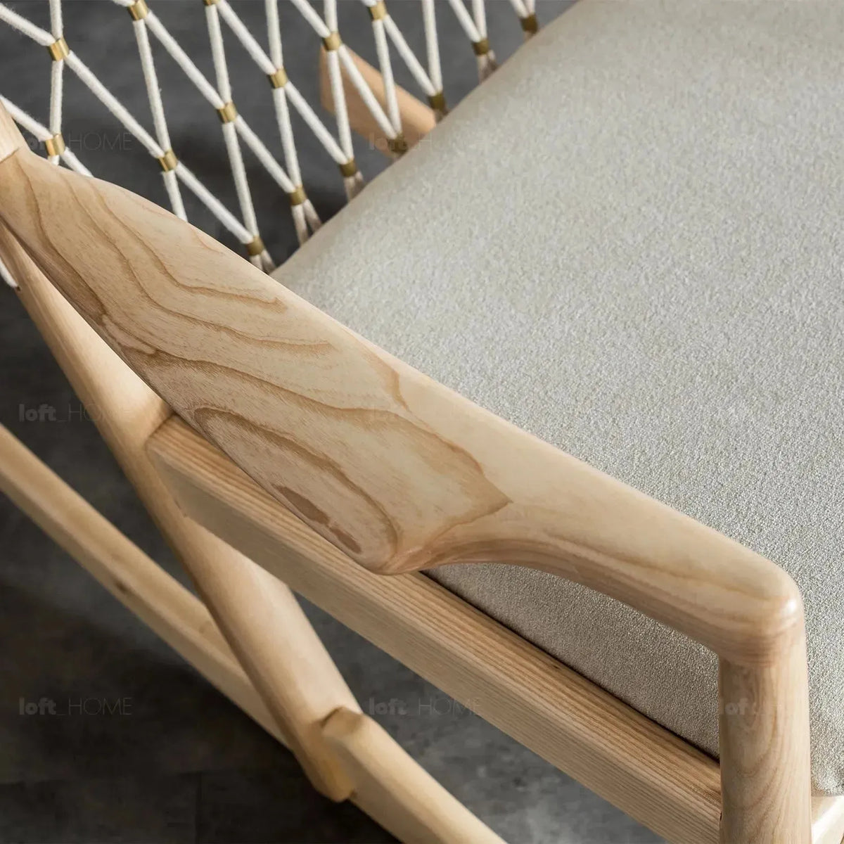 Japandi rope woven rocking chair hans wegner in details.