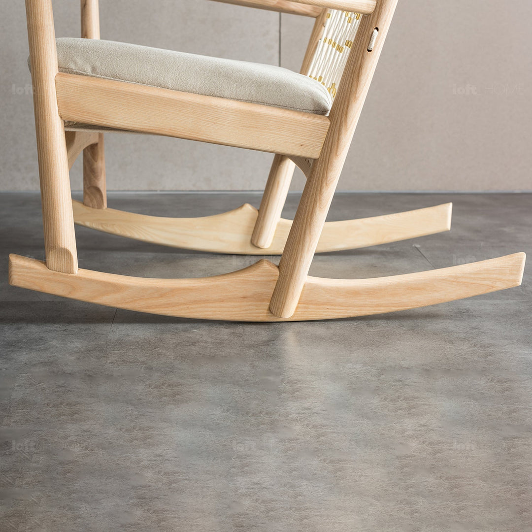 Japandi rope woven rocking chair hans wegner layered structure.