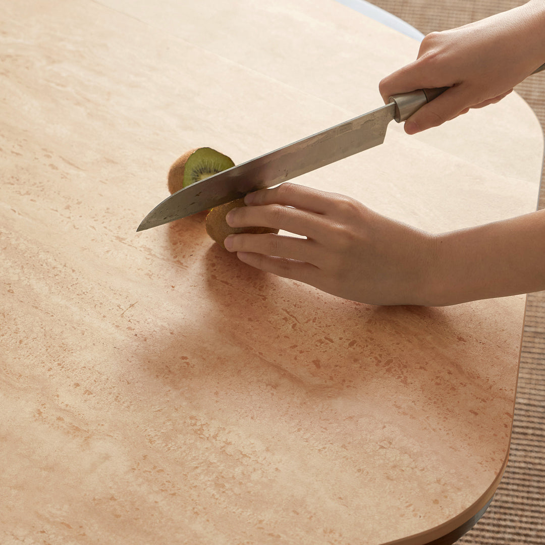 Japandi sintered stone coffee table set silence in details.