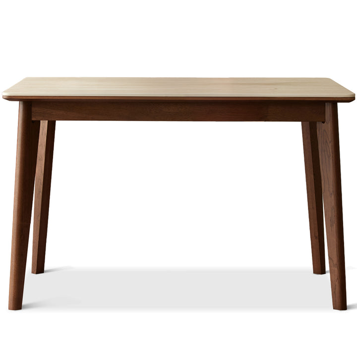 Japandi sintered stone oak wood dining table lennor in still life.