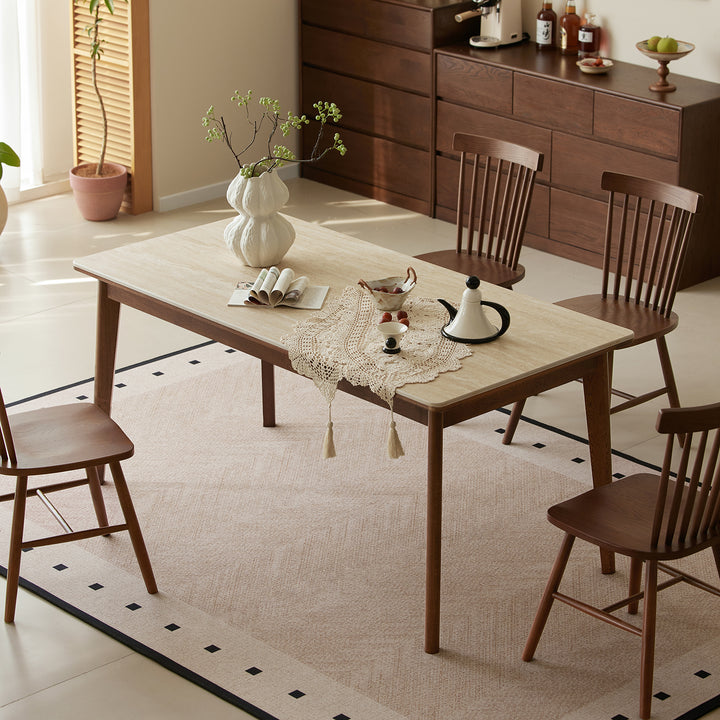 Japandi sintered stone oak wood dining table lennor in real life style.