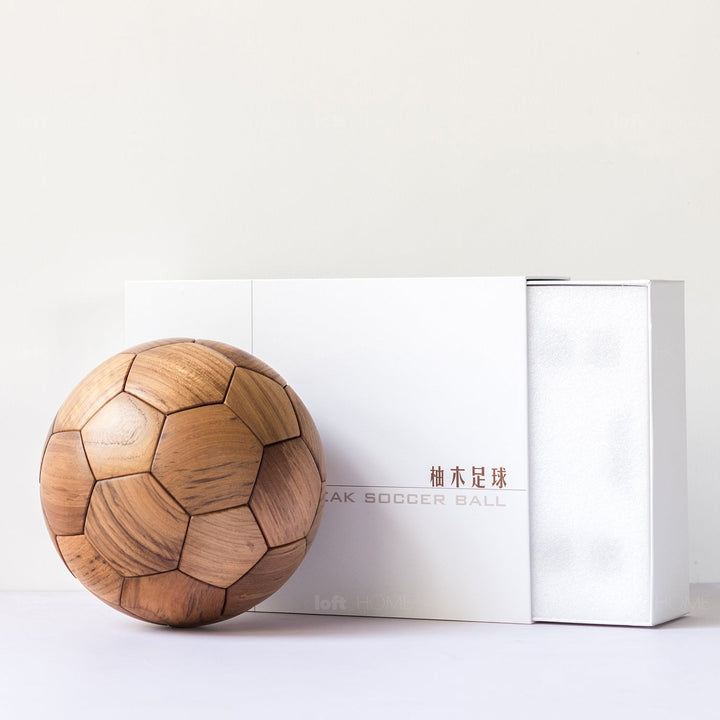 Japandi teak wood decor football in details.