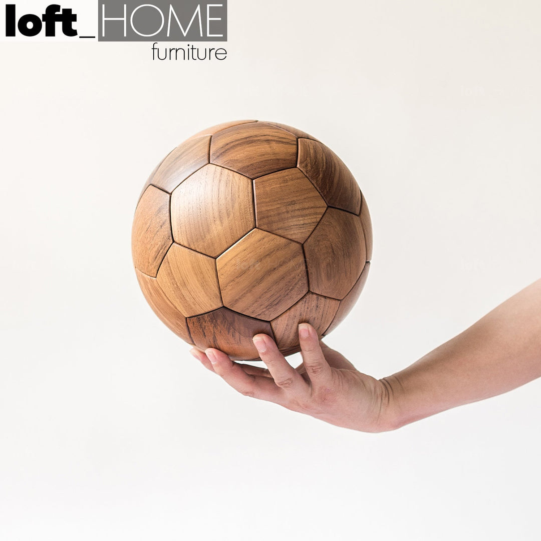 Japandi teak wood decor football primary product view.