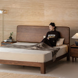 Japandi walnut wood bed dune primary product view.