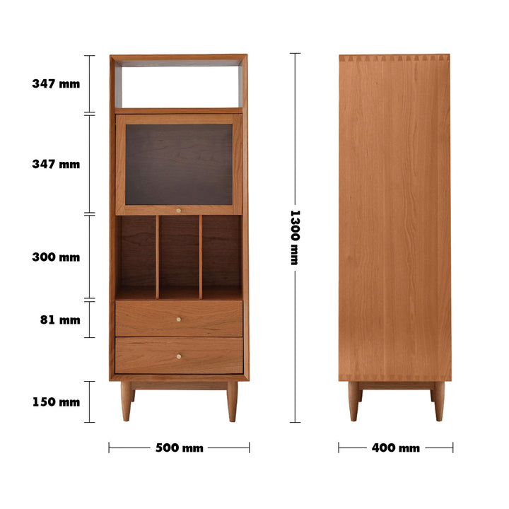 Japandi wood cabinet cherry flap #2 size charts.