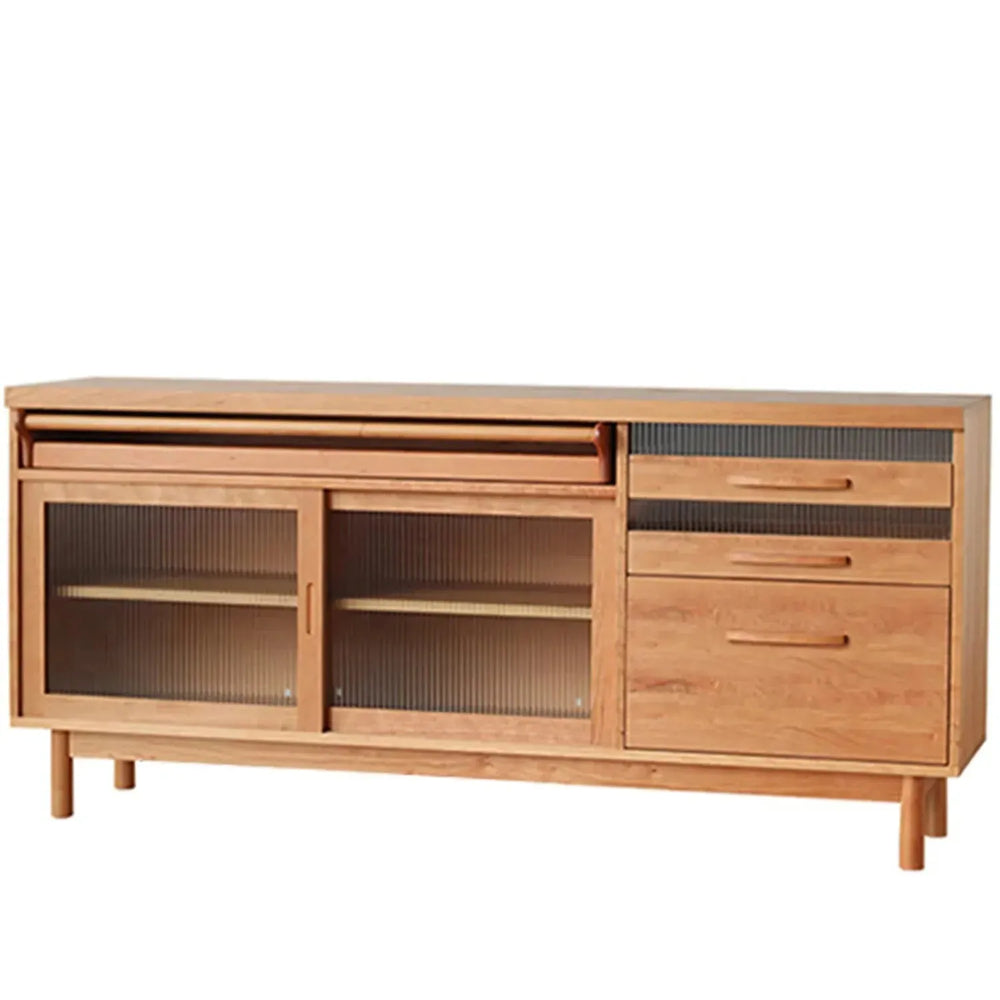 Japandi wood cabinet cherry richard bottom in white background.