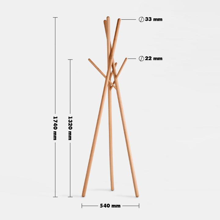 Japandi wood clothes hanger oak size charts.