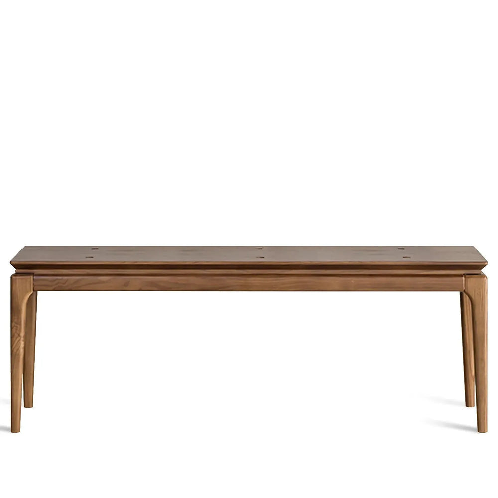 Japandi wood dining bench adeline in white background.