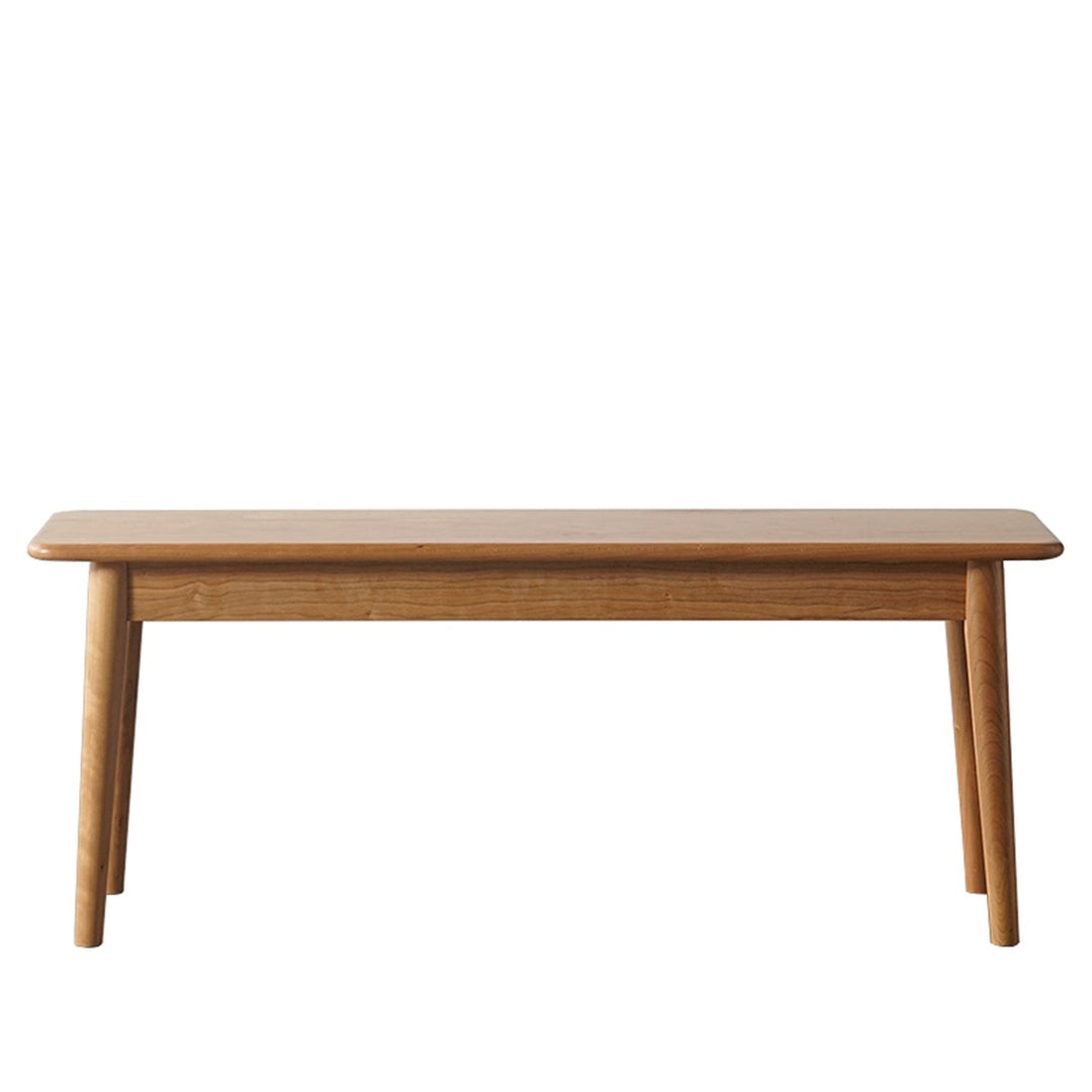 Japandi wood dining bench cherry in white background.