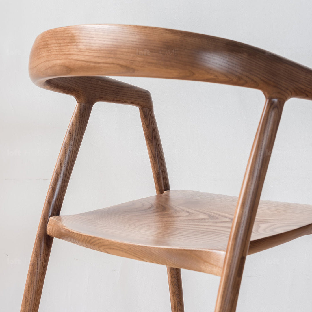 Japandi wood dining chair batoo layered structure.