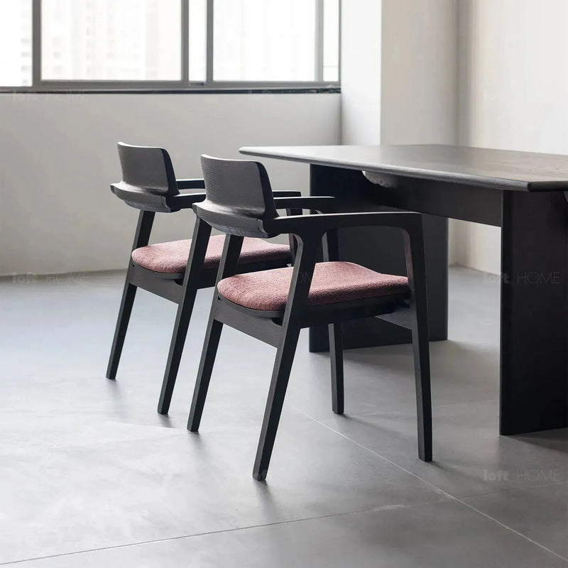 Japandi wood dining chair cuddy color swatches.