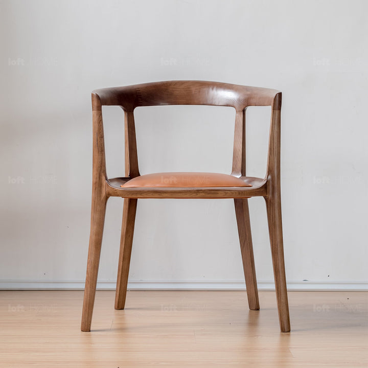 Japandi wood dining chair hero in real life style.