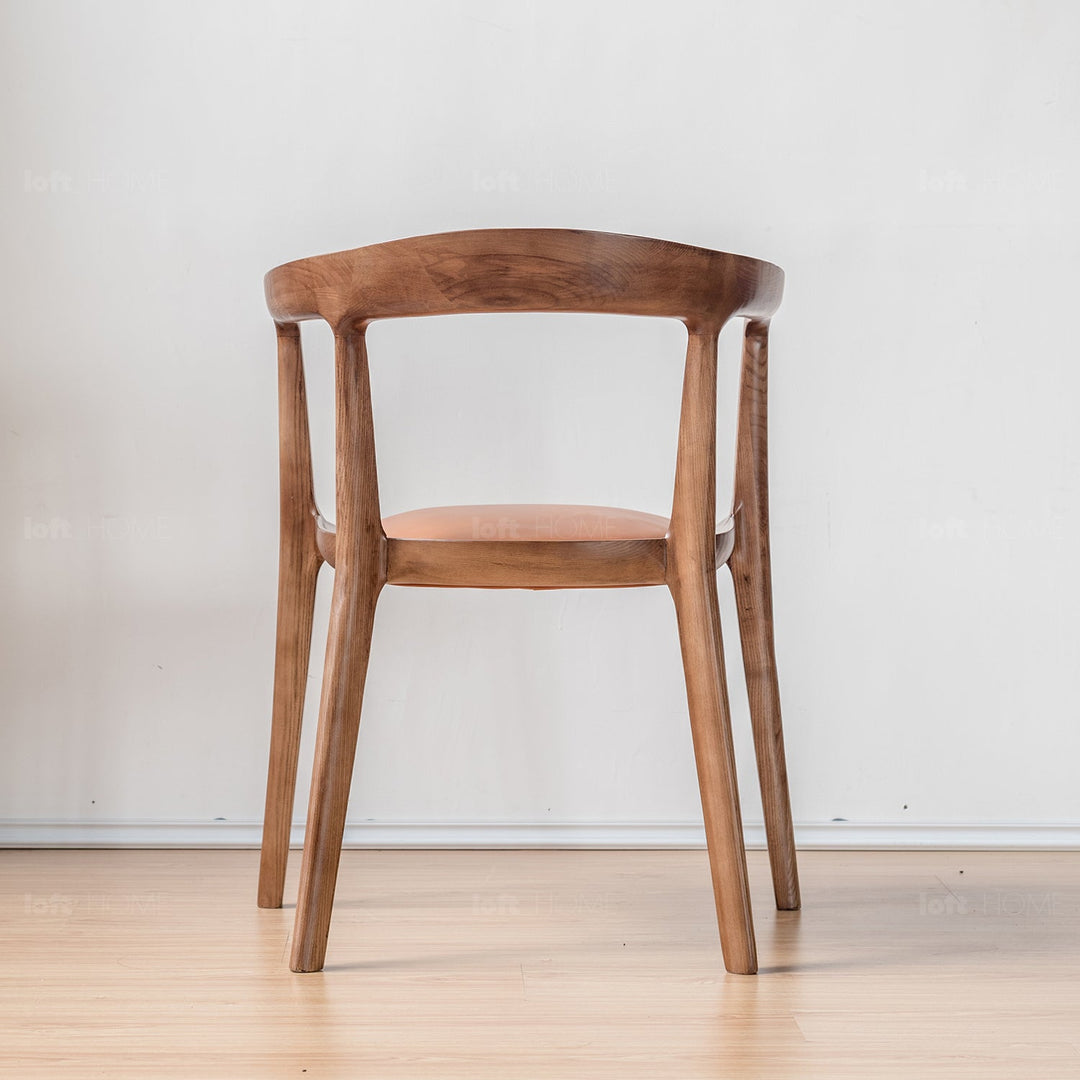 Japandi wood dining chair hero in details.