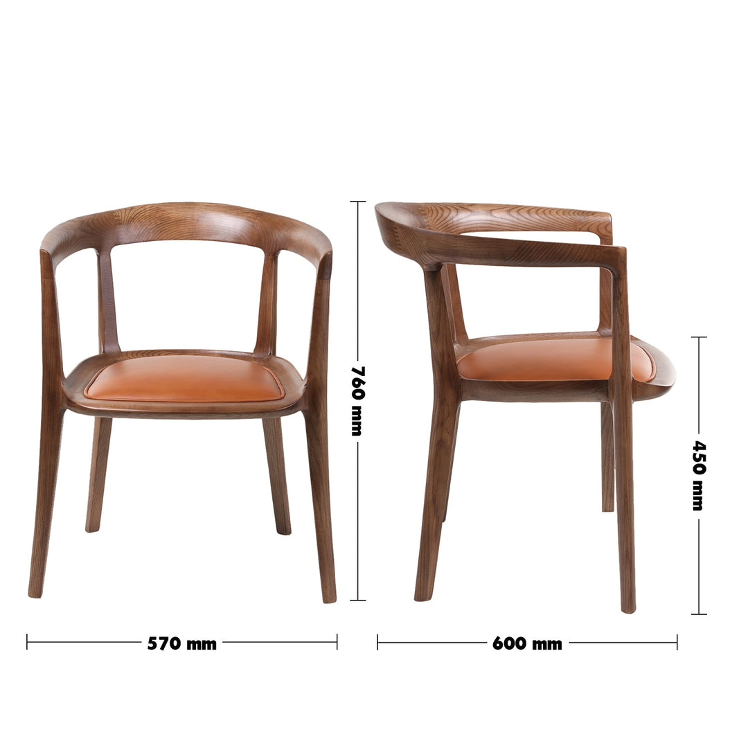 Japandi wood dining chair hero size charts.