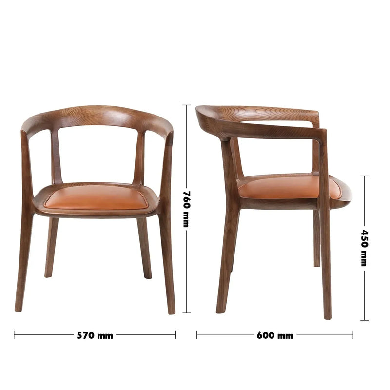 Japandi wood dining chair hero size charts.