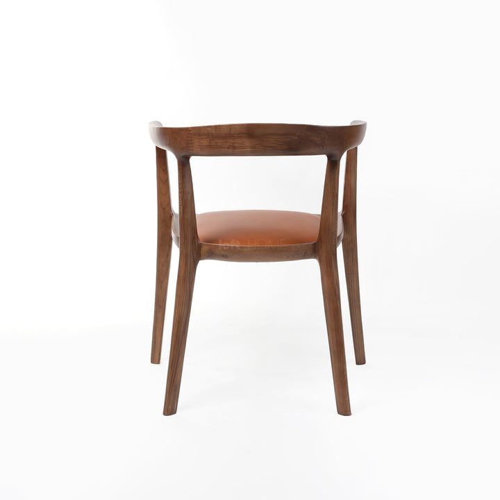 Japandi wood dining chair hero layered structure.