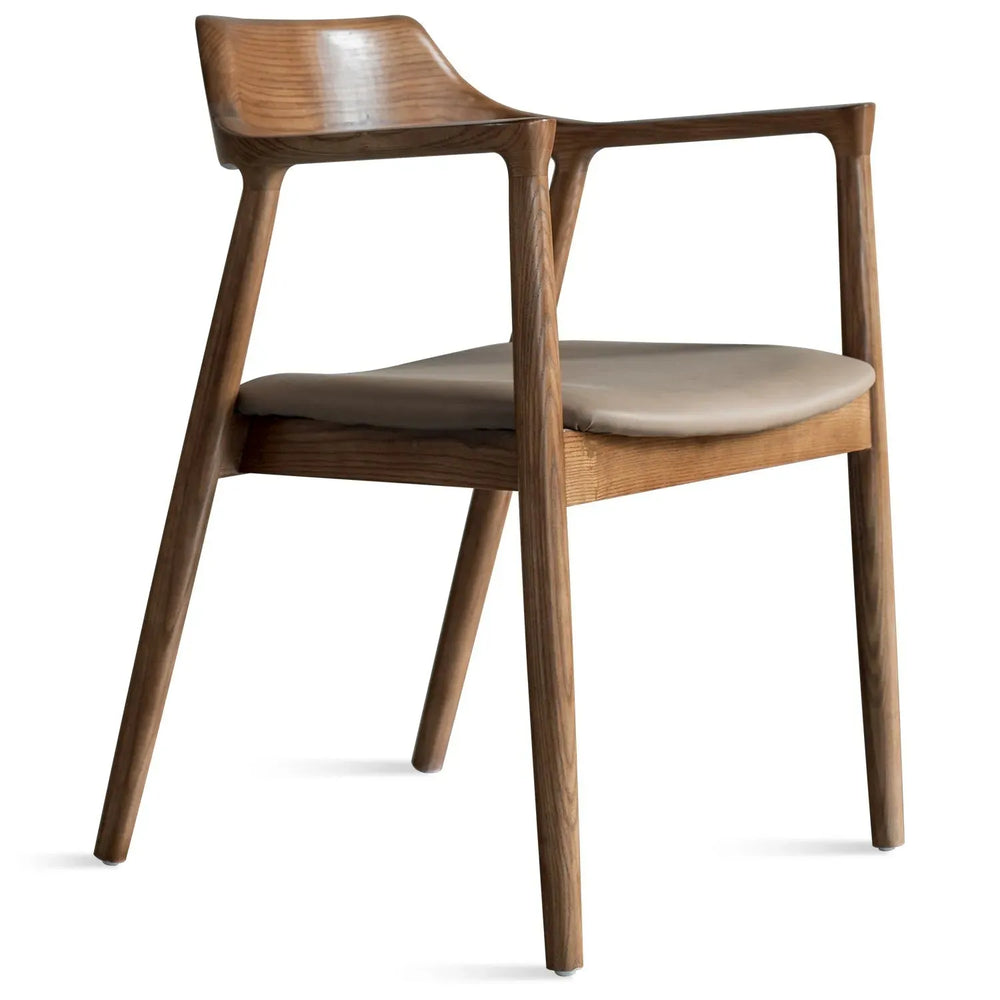 Japandi wood dining chair hiroshima in white background.