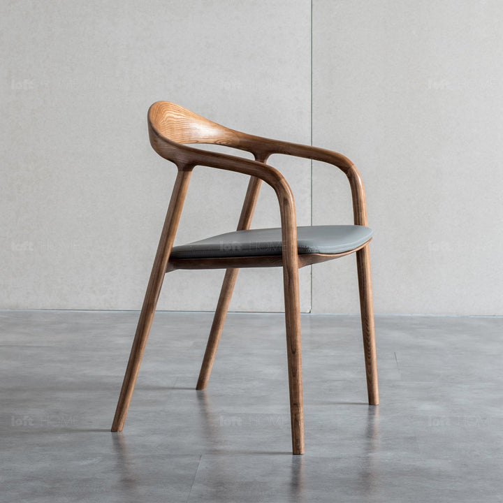 Japandi wood dining chair neum with context.