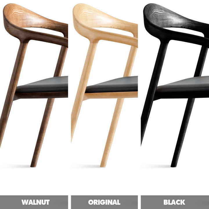 Japandi wood dining chair neum color swatches.