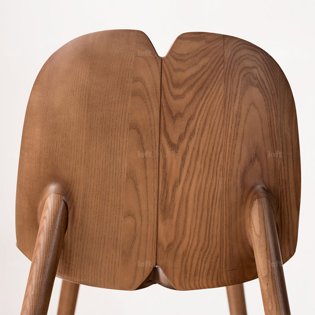 Japandi wood dining chair pulp conceptual design.