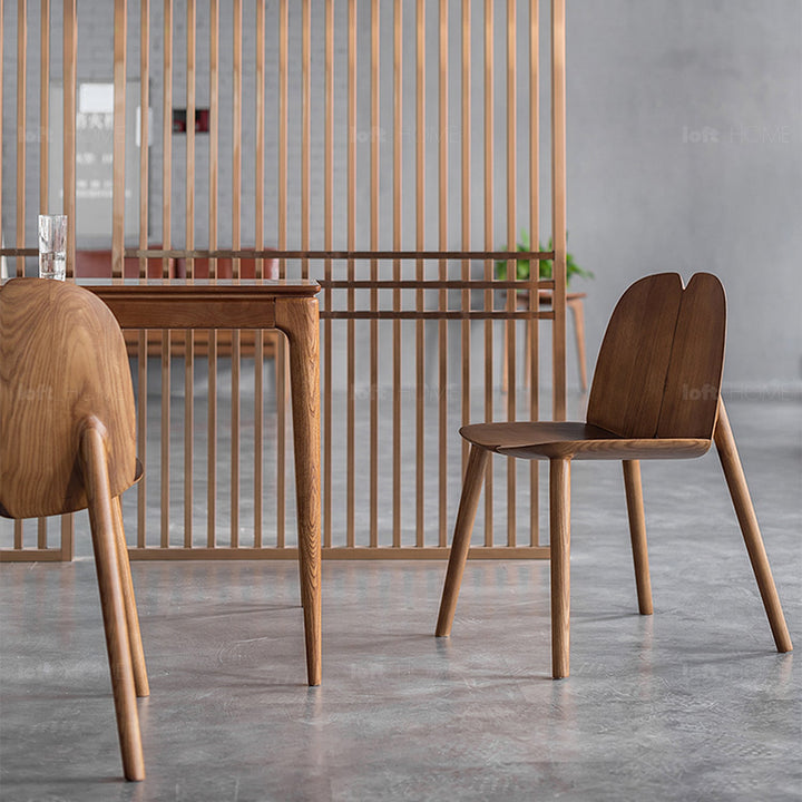 Japandi wood dining chair pulp in real life style.