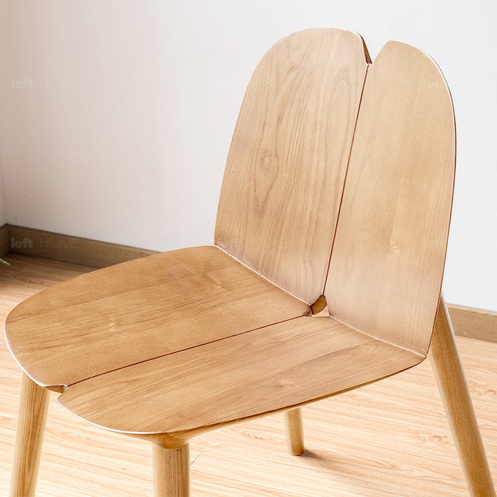 Japandi wood dining chair pulp detail 3.