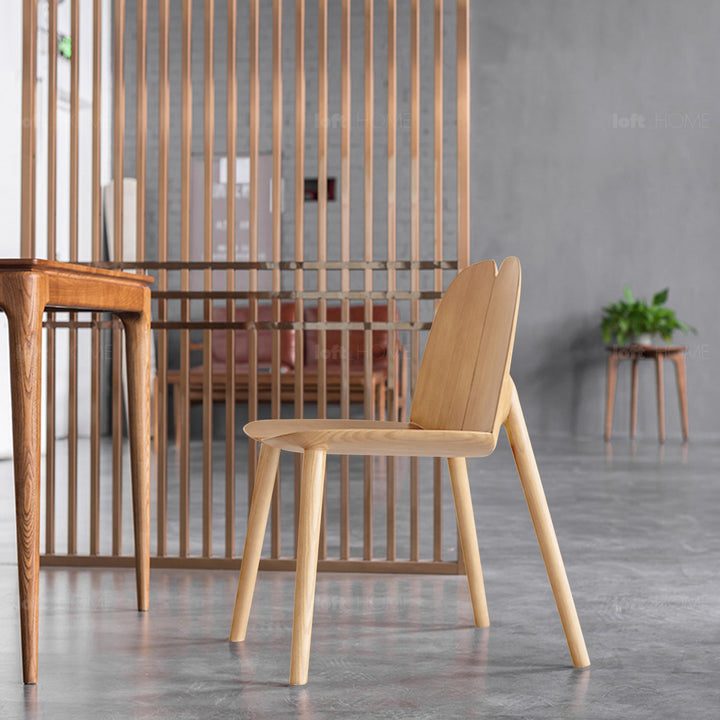 Japandi wood dining chair pulp detail 2.
