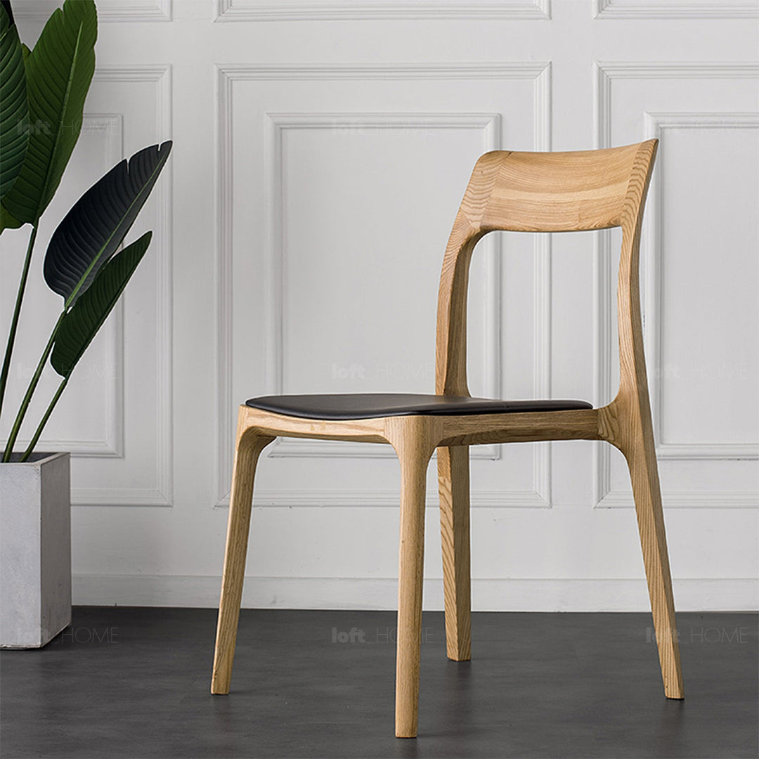 Japandi wood dining chair sleek detail 4.