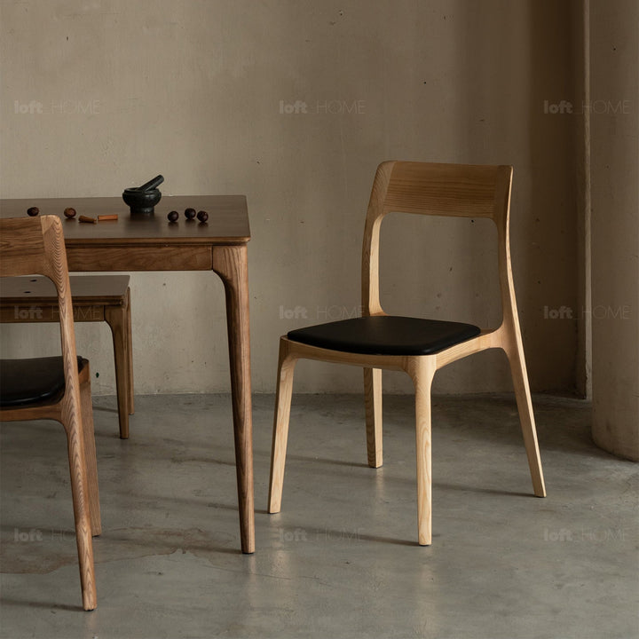Japandi wood dining chair sleek detail 8.