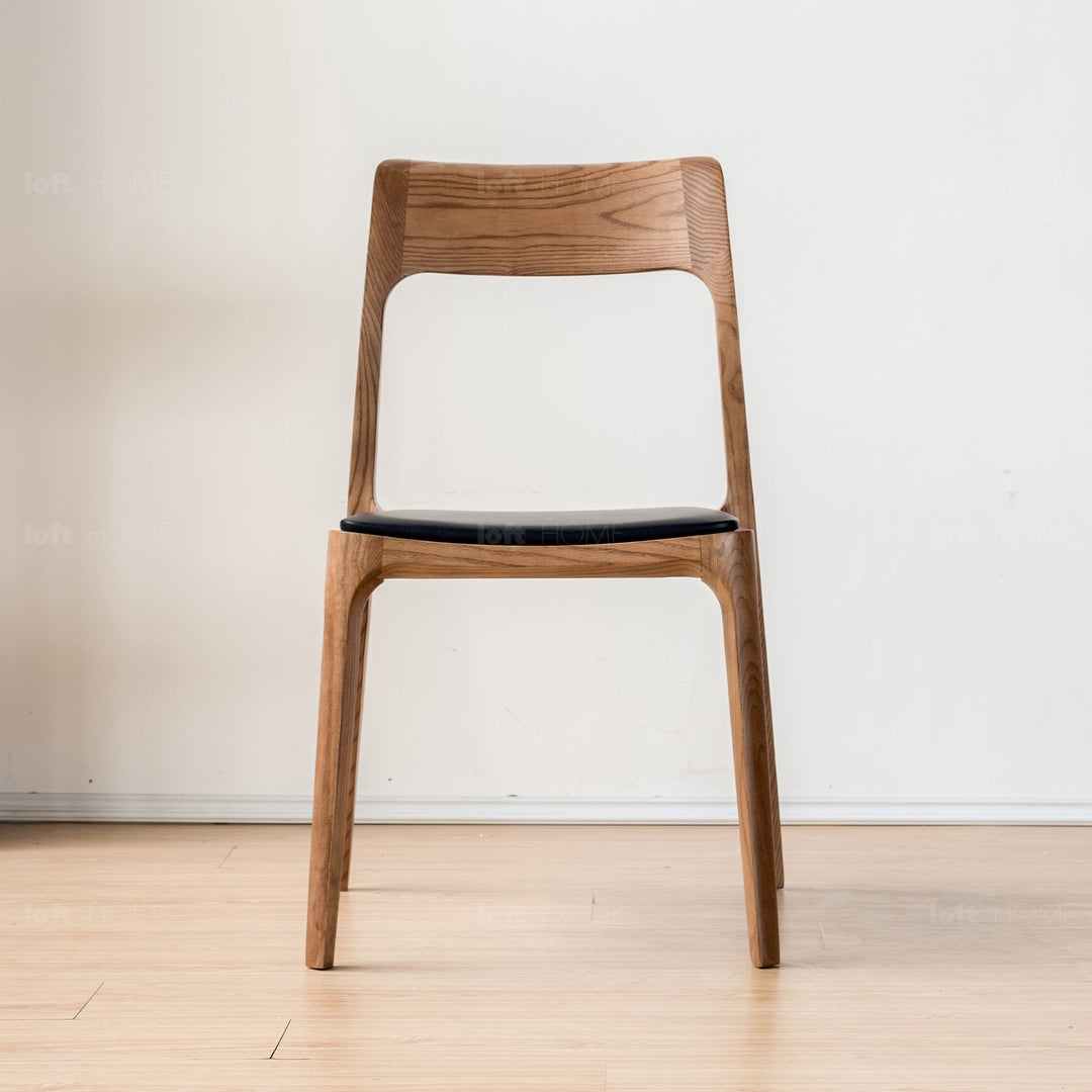Japandi wood dining chair sleek in real life style.