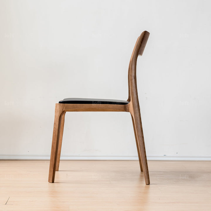Japandi wood dining chair sleek with context.