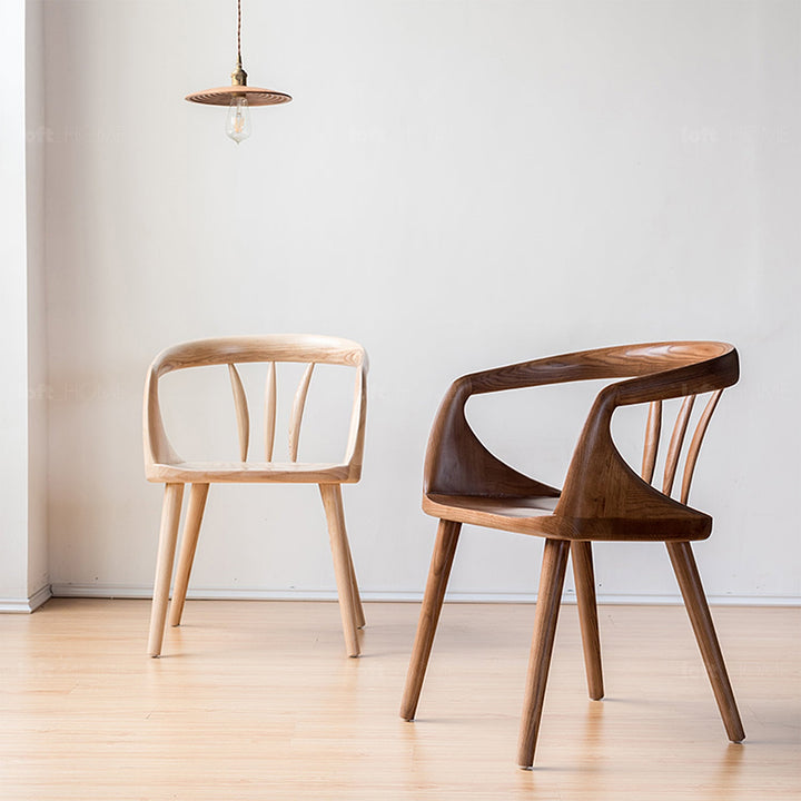 Japandi wood dining chair vero in real life style.
