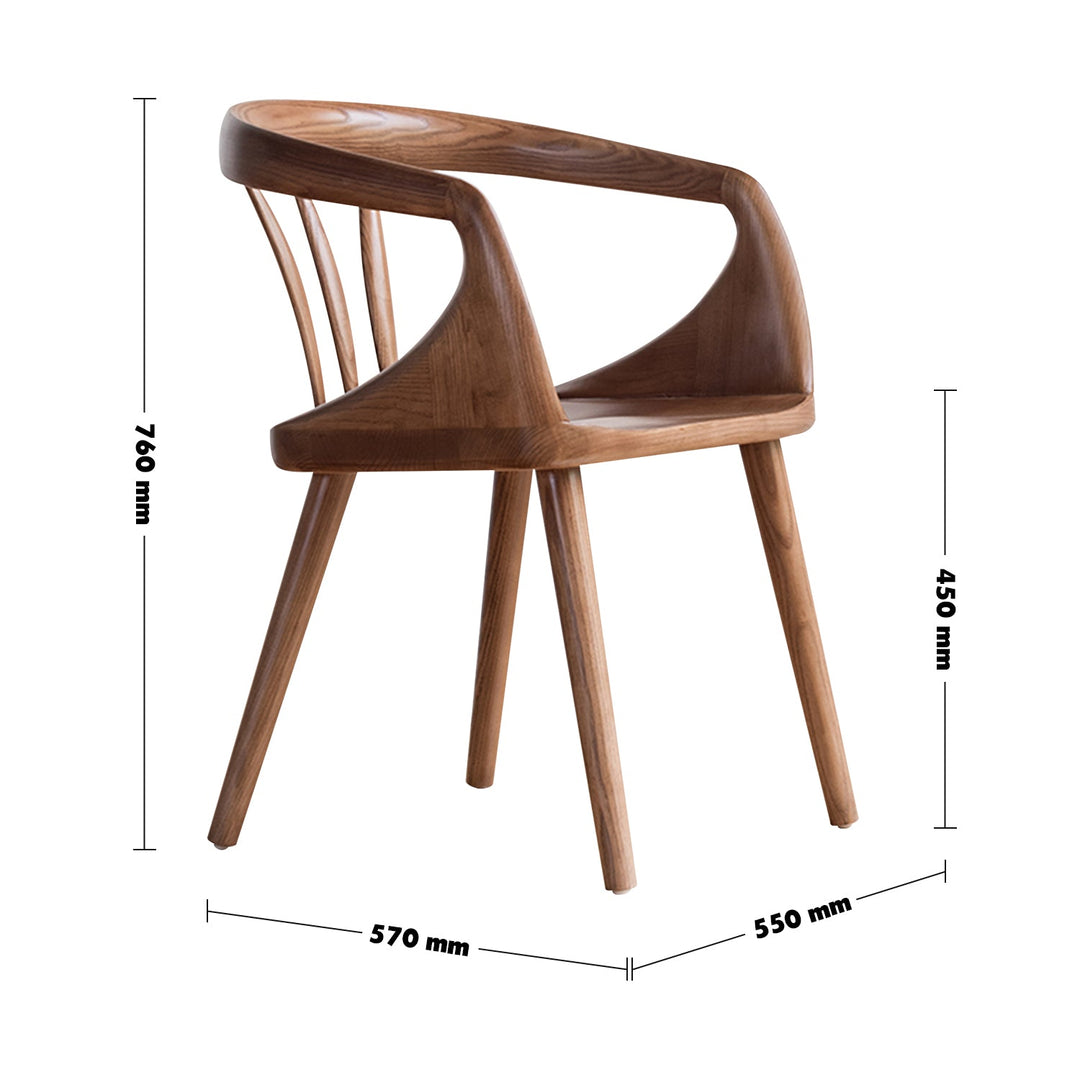 Japandi wood dining chair vero size charts.
