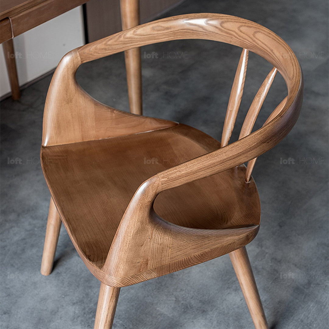 Japandi wood dining chair vero in still life.