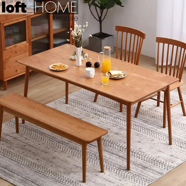 Japandi wood dining set 4 pieces cherry primary product view.