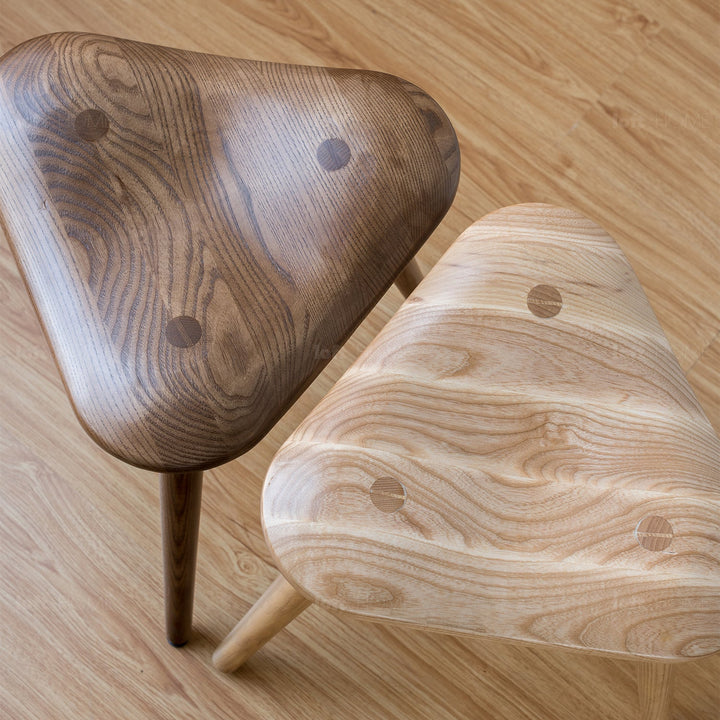 Japandi wood dining stool ride detail 1.