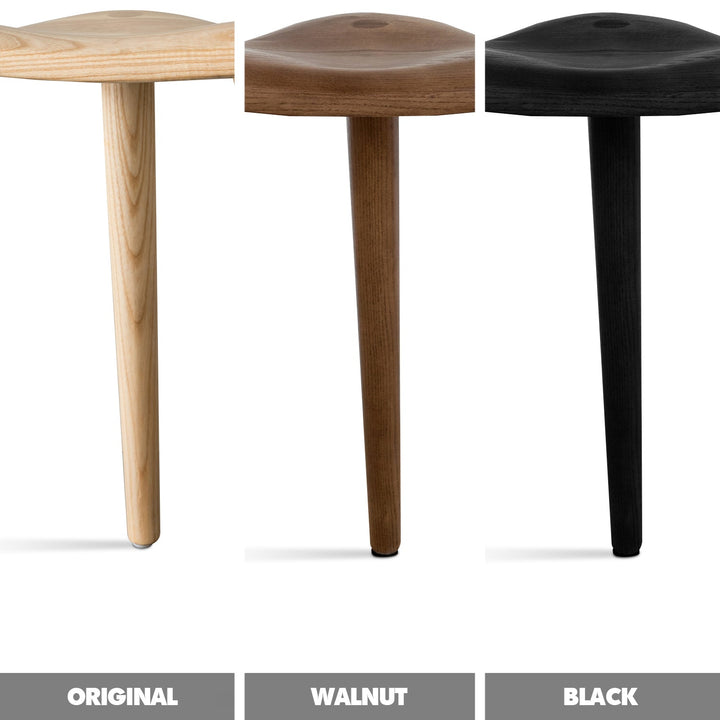 Japandi wood dining stool ride color swatches.