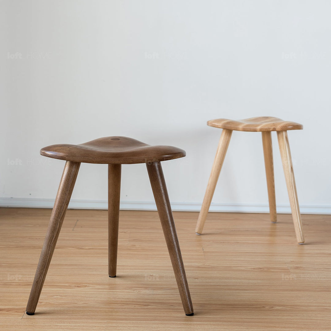 Japandi wood dining stool ride conceptual design.