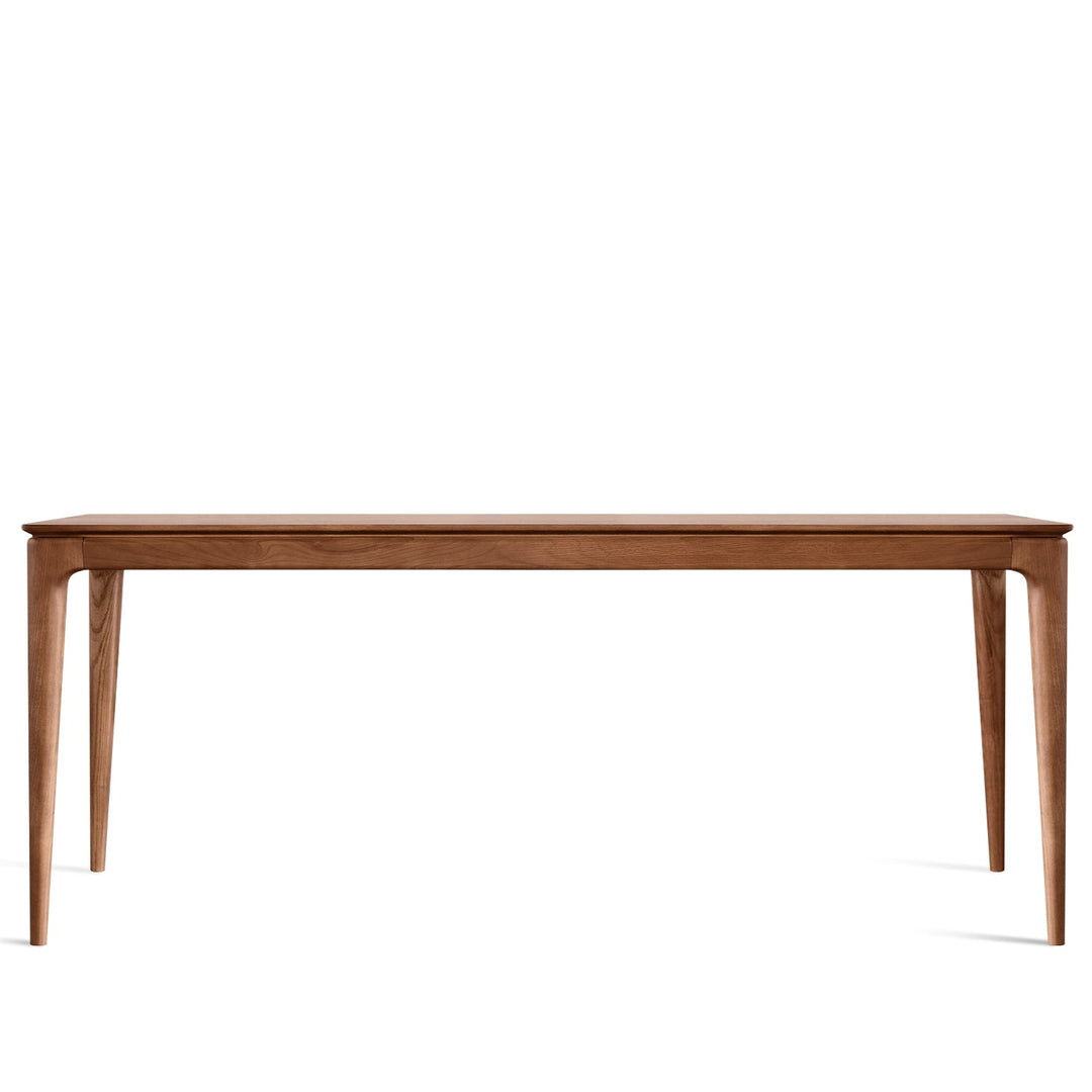 Japandi wood dining table adeline in white background.