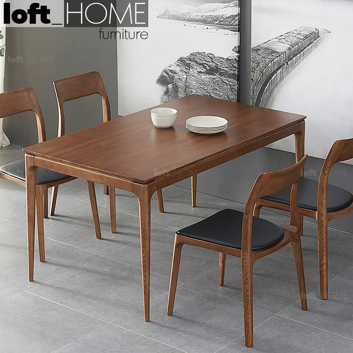 Japandi wood dining table adeline primary product view.