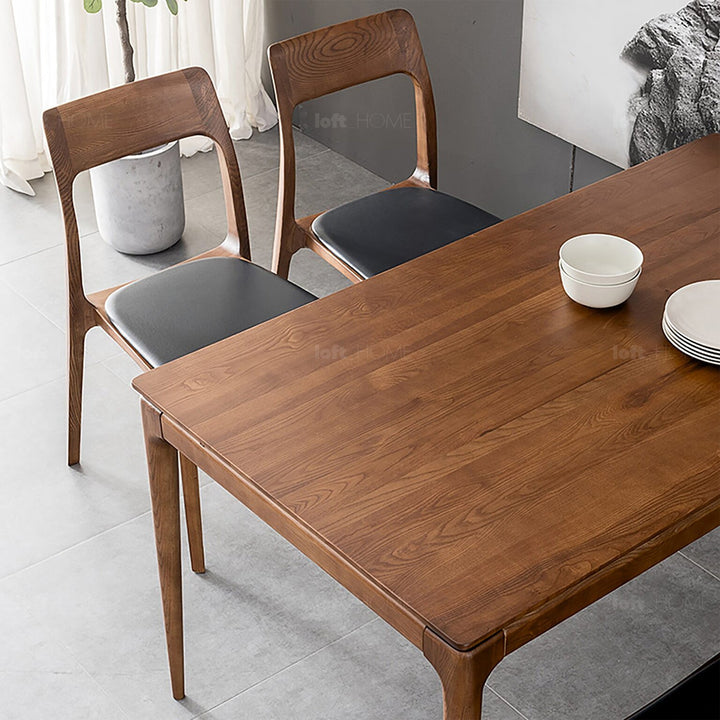 Japandi wood dining table adeline in details.