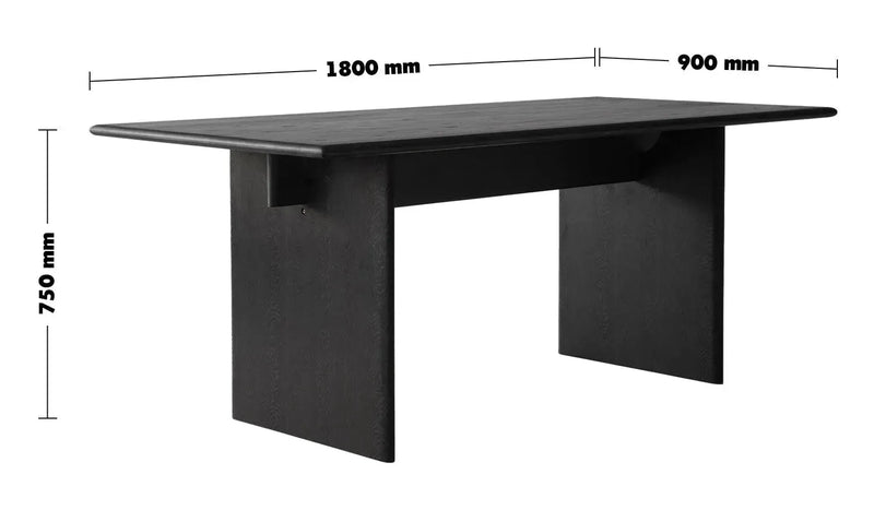 Japandi wood dining table sail size charts.