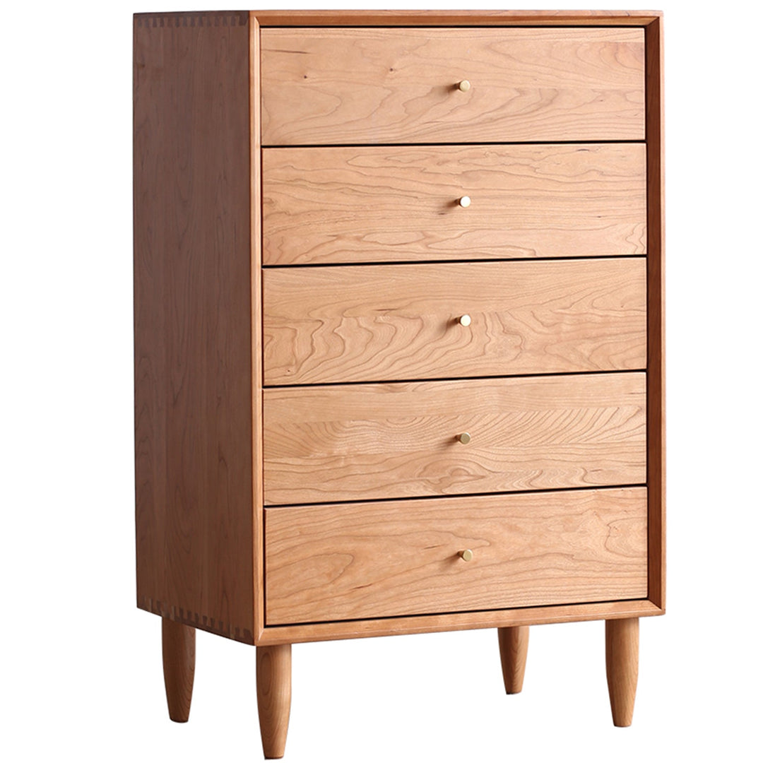 Japandi wood drawer cabinet cherry 5 drawers situational feels.