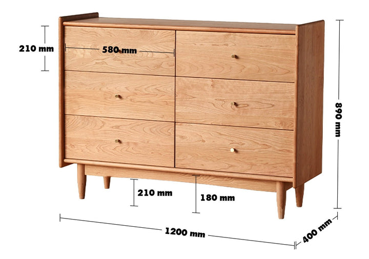 Japandi wood drawer cabinet cherry 6 drawers size charts.