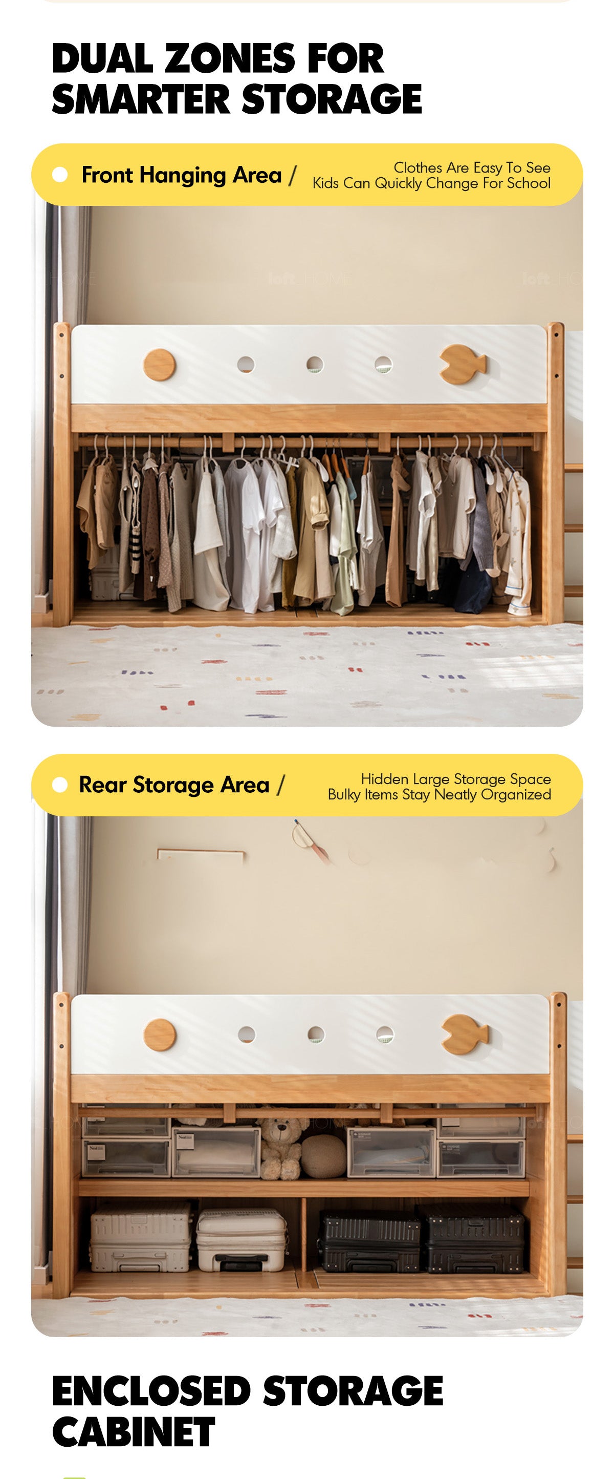 Scandinavian Rubber Wood Kids Storage Bed LUNOR Good to Know - 5
