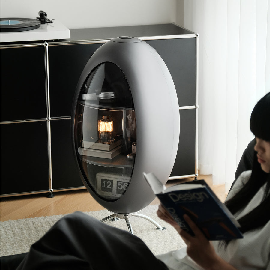 Minimalist abs side cabinet egg primary product view.