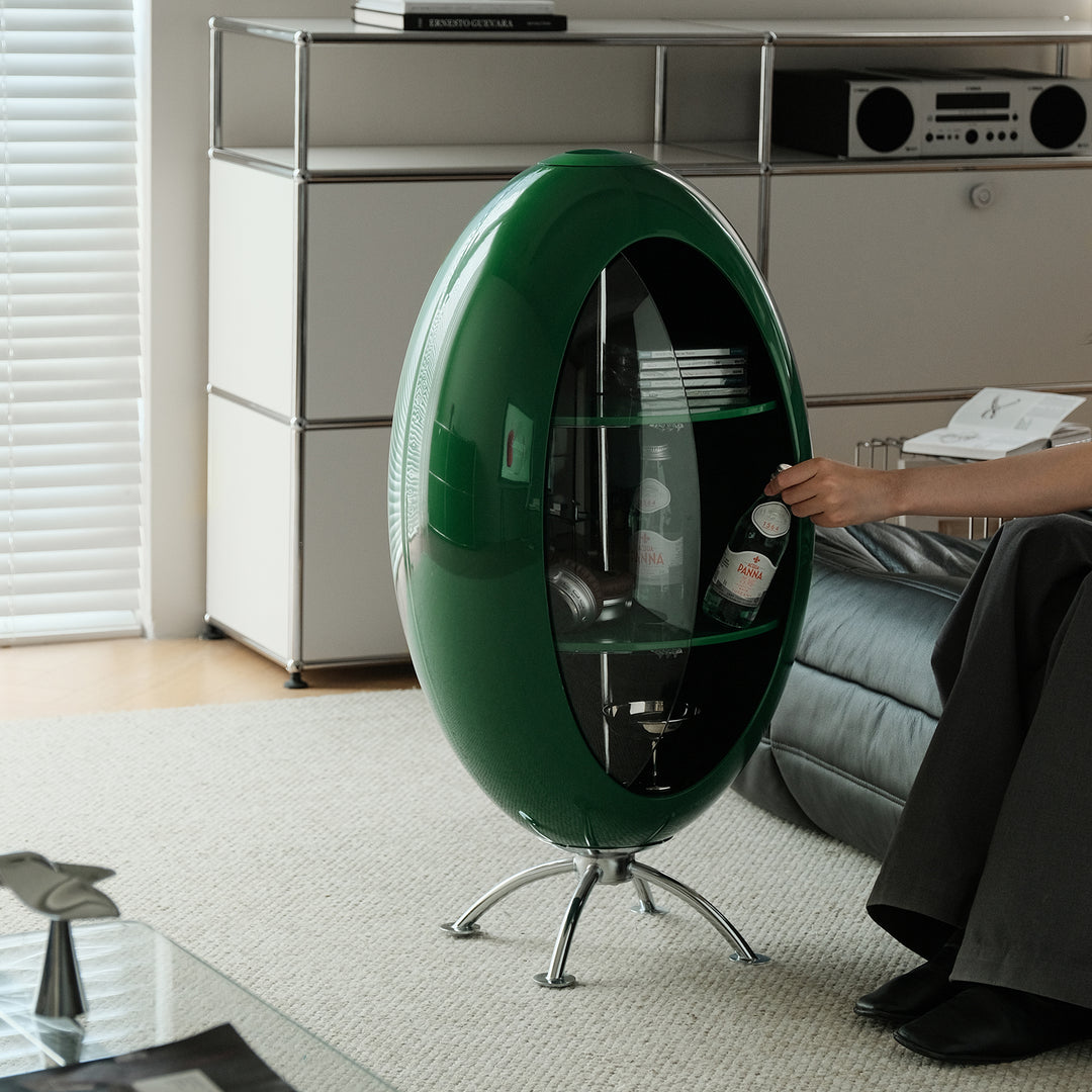 Minimalist abs side cabinet egg layered structure.