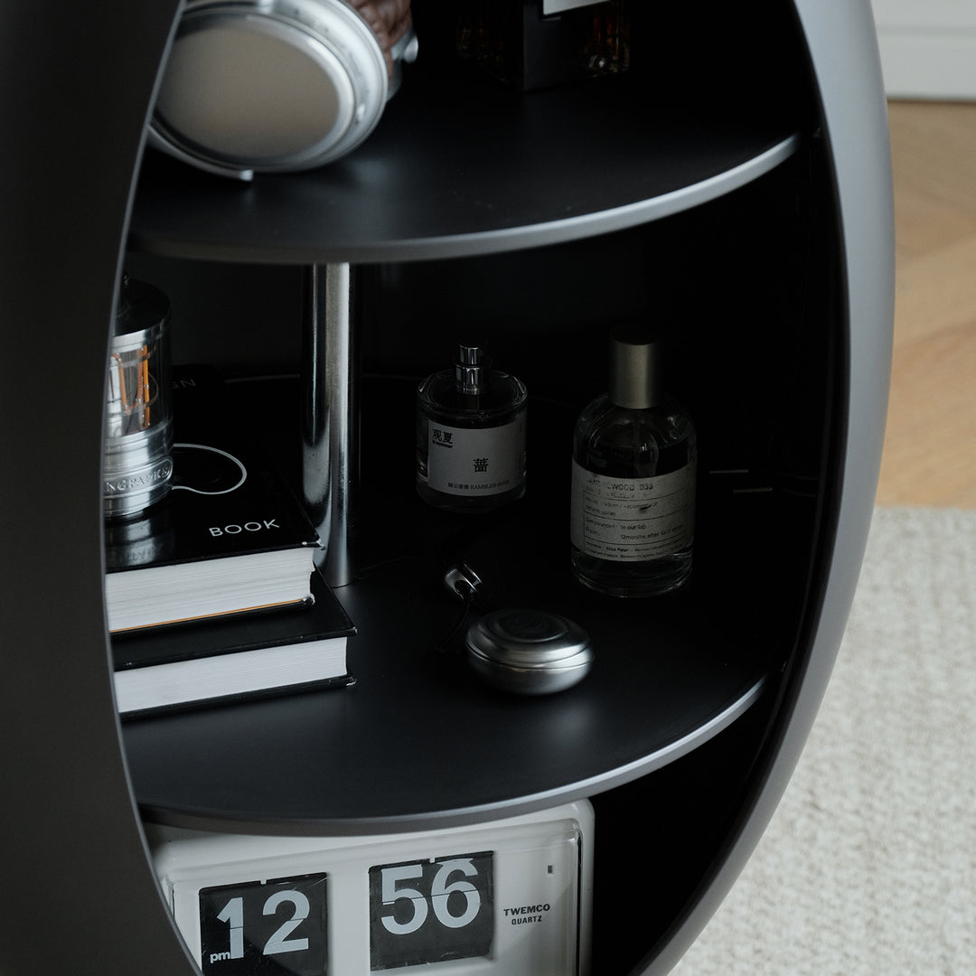 Minimalist abs side cabinet egg with context.