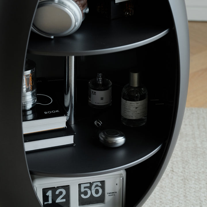 Minimalist abs side cabinet egg with context.