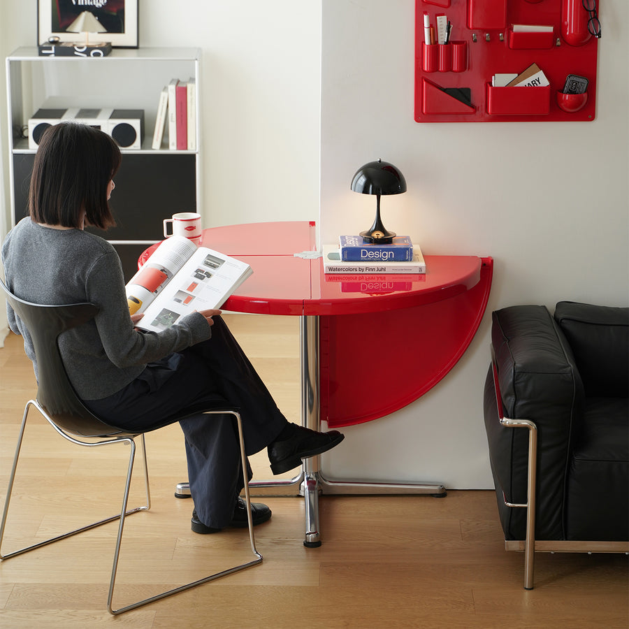 Minimalist abs steel round dining table donut primary product view.